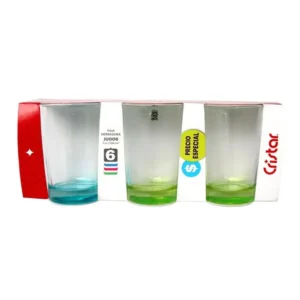 0100CFC6 VASO HERRADURA F/COLOR JUGOS X 6  7OZ CRISTAR