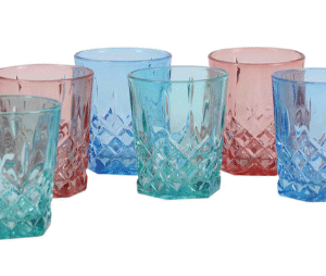 0141CC6 SET VASO DIAMANTE COLOR X6 CRISTAR